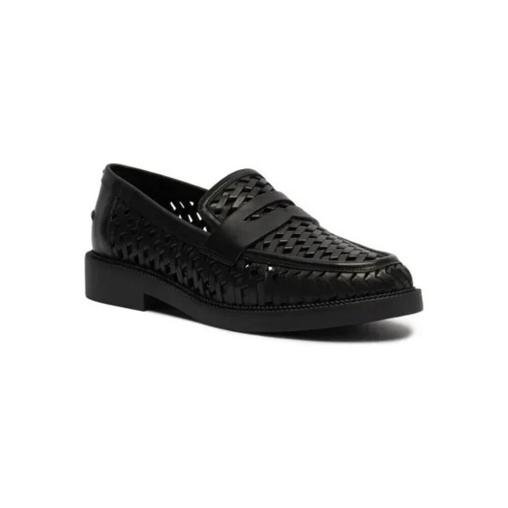 Michael Kors Women's Black Leather Eden Eyelet Flat Loafers Size 9.5